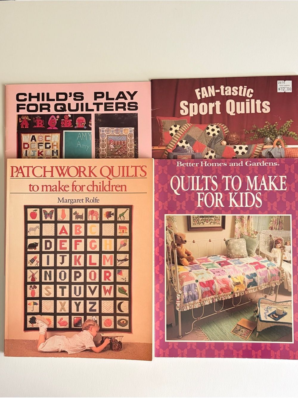 Lot of 4 Vintage Kids Quilt Pattern Books | Children Baby Sports ABC Quilting